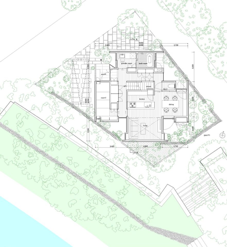 This wood family house has 4 bedrooms in a 1,359 sq ft cross-shaped floor plan. | www.facebook.com/SmallHouseBliss