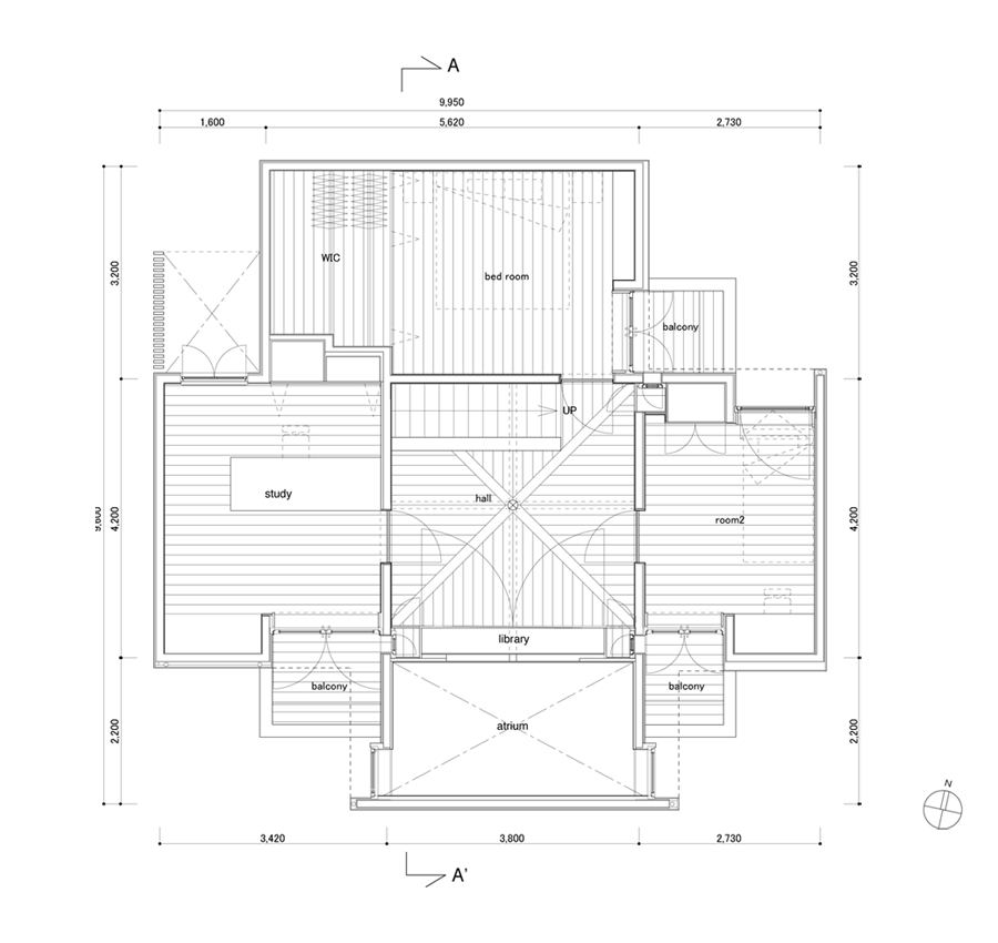 This wood family house has 4 bedrooms in a 1,359 sq ft cross-shaped floor plan. | www.facebook.com/SmallHouseBliss