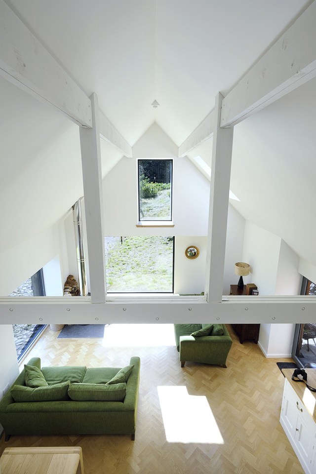 An old stone horse barn in Scotland was converted into this small house with 1 bedroom and a large loft in 1,291 sq ft. | www.facebook.com/SmallHouseBliss