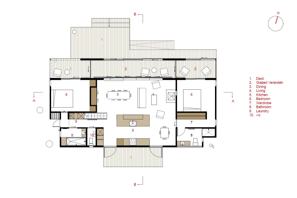 This "bach" (a simple, inexpensive vacation house) for a New Zealand family has 4 bedrooms in 1,507 sq ft. Designed by architects Bonnifait + Giesen, Atelierworkshop. | www.facebook.com/SmallHouseBliss