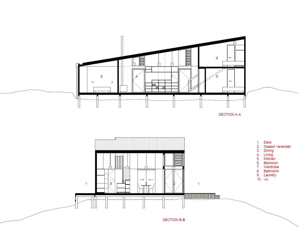 This "bach" (a simple, inexpensive vacation house) for a New Zealand family has 4 bedrooms in 1,507 sq ft. Designed by architects Bonnifait + Giesen, Atelierworkshop. | www.facebook.com/SmallHouseBliss
