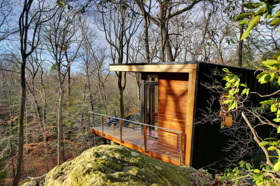 A 300 sq ft studio retreat in the woods designed for quiet contemplation. | www.facebook.com/SmallHouseBliss
