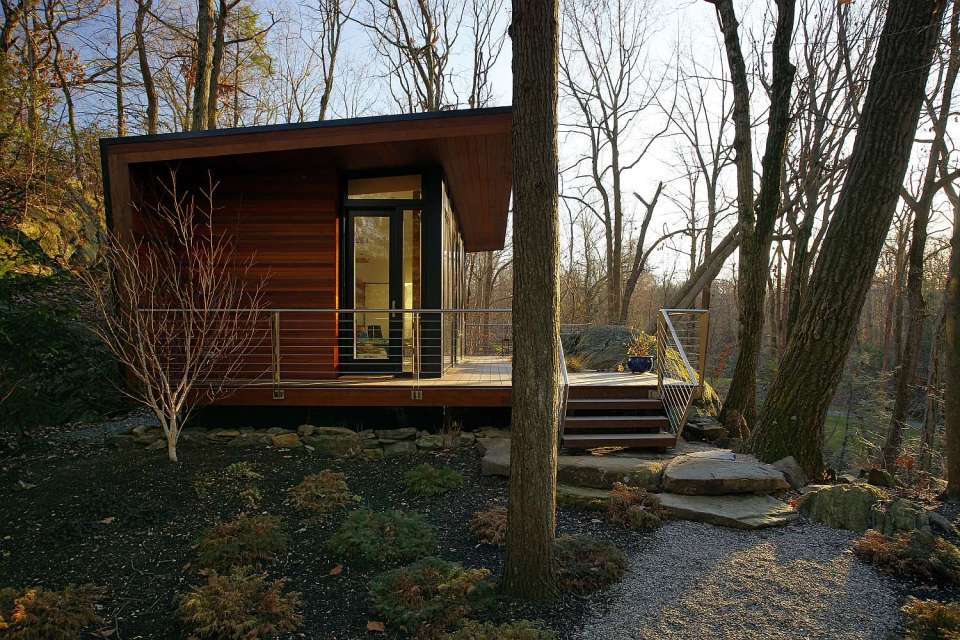 A 300 sq ft studio retreat in the woods designed for quiet contemplation. | www.facebook.com/SmallHouseBliss