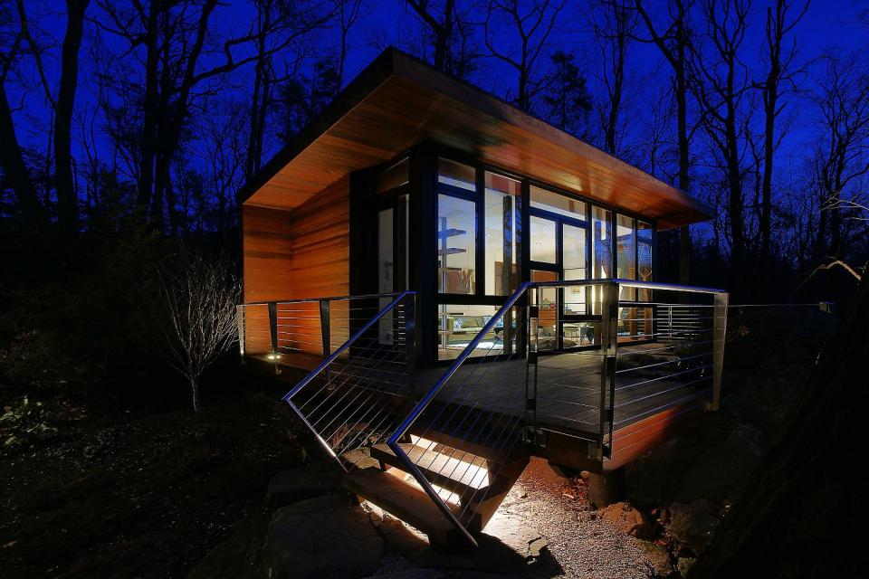 A 300 sq ft studio retreat in the woods designed for quiet contemplation. | www.facebook.com/SmallHouseBliss