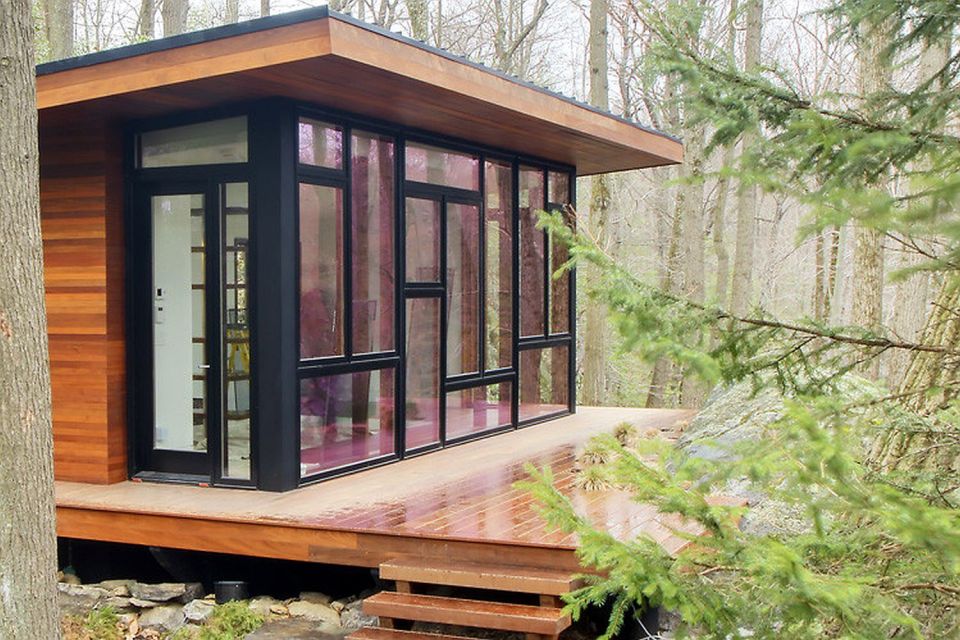 A 300 sq ft studio retreat in the woods designed for quiet contemplation. | www.facebook.com/SmallHouseBliss