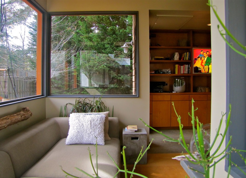 This ~220 sq ft backyard studio serves as a writing studio and a quiet family retreat. | www.facebook.com/SmallHouseBliss