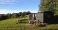 A modern version of the traditional wagon dwelling. It has a full kitchen, 3-piece bath and built-in bed in 258 sq ft. | www.facebook.com/SmallHouseBliss