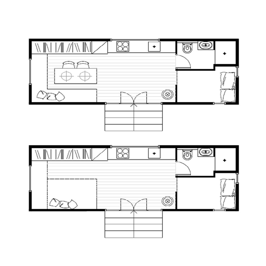 A modern version of the traditional wagon dwelling. It has a full kitchen, 3-piece bath and built-in bed in 258 sq ft. | www.facebook.com/SmallHouseBliss