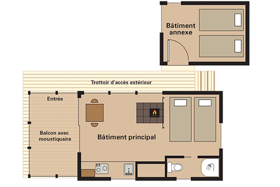 Chalet EXP, a modern 320 sq ft studio cabin for vacation rentals in a Quebec provincial park. | www.facebook.com/SmallHouseBliss