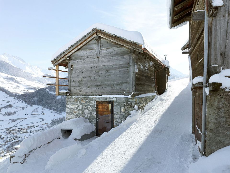 An old granary in a tiny Swiss hamlet was converted into this alpine cabin. It has 2 bedrooms in roughly 500 sq ft. | www.facebook.com/SmallHouseBliss