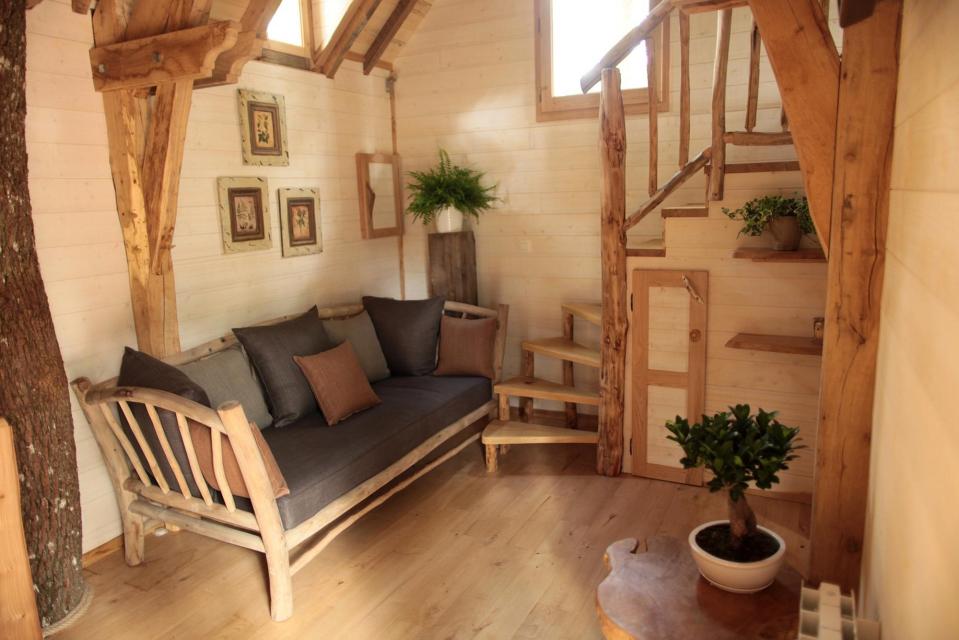 Cabane Milandes at Châteaux Dans Les Arbres is a luxury treehouse with 1 bedroom in 388 sq ft. | www.facebook.com/SmallHouseBliss
