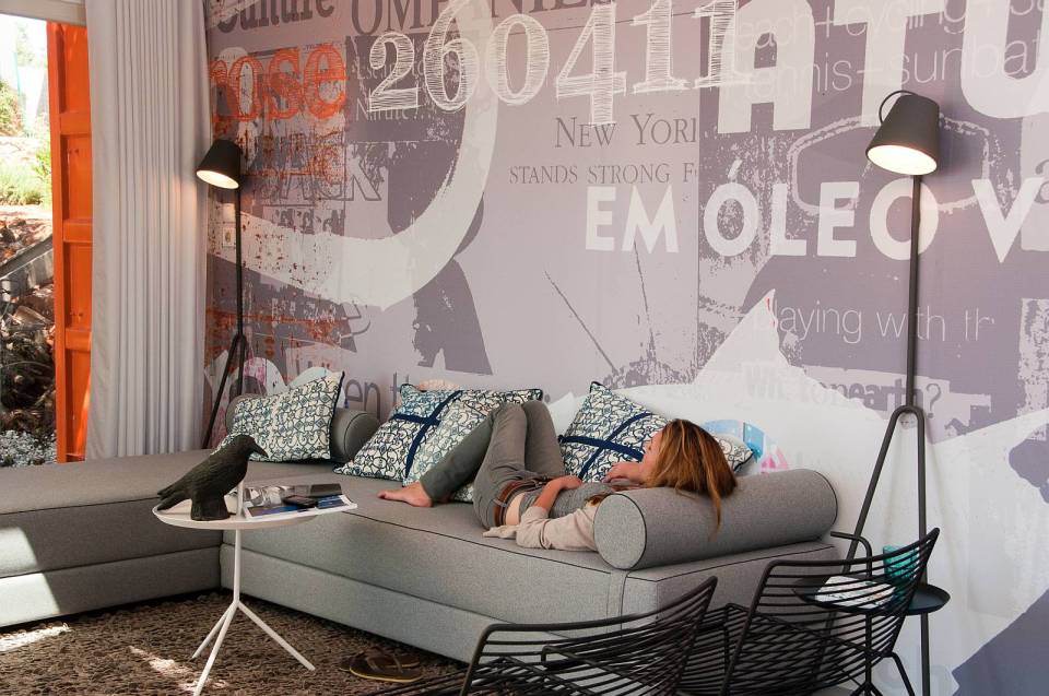 Nomad Living, a shipping container guest house that expands out to a shaded terrace. | www.facebook.com/SmallHouseBliss