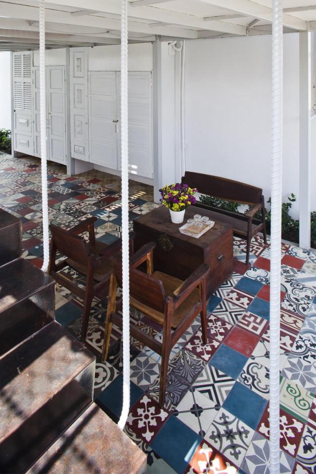 This small house in Vietnam has its ground floor living space open to the outdoors. It will eventually be covered by a screen of climbing plants. | www.facebook.com/SmallHouseBliss