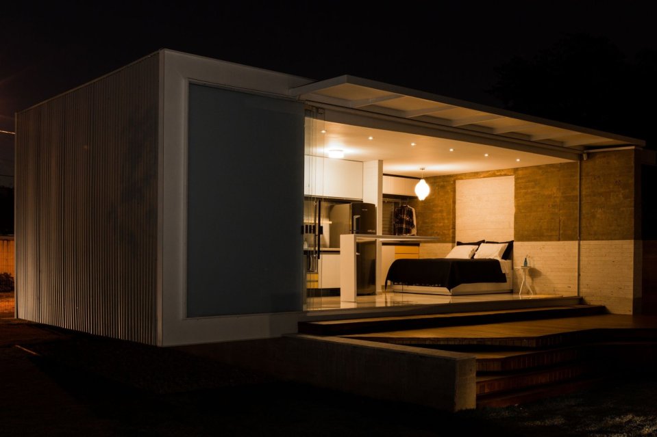 House 12.20 is a modern bachelor pad in Brazil. It has a 484 sq ft studio plan, although the bedroom area could easily be closed off. | www.facebook.com/SmallHouseBliss