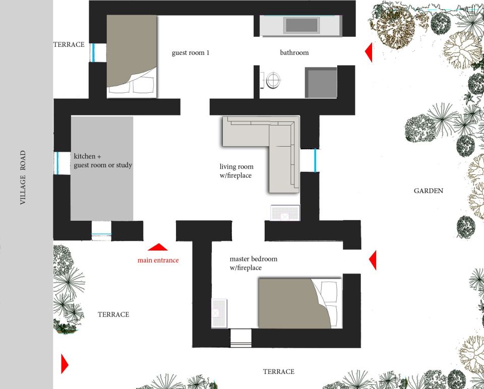 A traditional house on Mykonos was restored, staying true to the island's architectural history. It has two bedrooms and a loft in 840 sq ft. | www.facebook.com/SmallHouseBliss