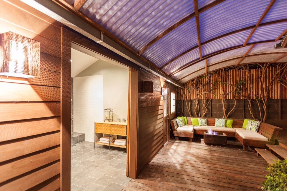 Mad Men actor Vincent Kartheiser's Hollywood pad with a "Japanese industrial" aesthetic. The 603 sq ft studio features a bed that drops from the ceiling. | www.facebook.com/SmallHouseBliss