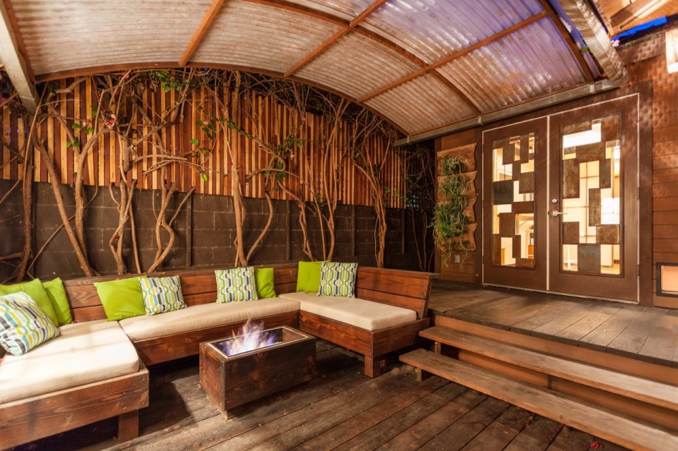 Mad Men actor Vincent Kartheiser's Hollywood pad with a "Japanese industrial" aesthetic. The 603 sq ft studio features a bed that drops from the ceiling. | www.facebook.com/SmallHouseBliss