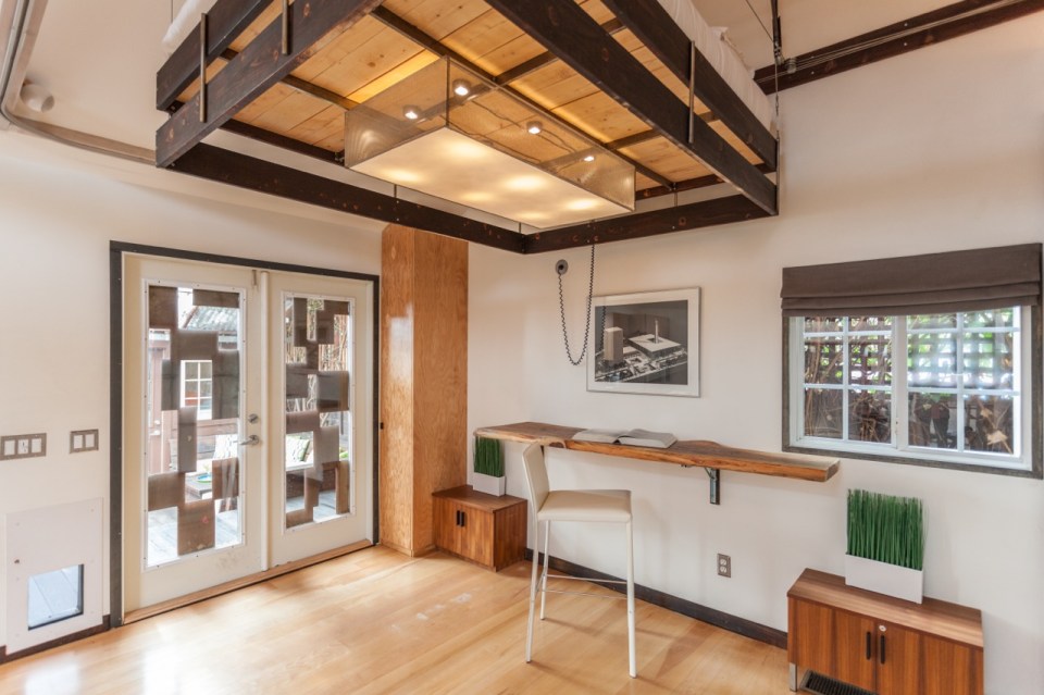Mad Men actor Vincent Kartheiser's Hollywood pad with a "Japanese industrial" aesthetic. The 603 sq ft studio features a bed that drops from the ceiling. | www.facebook.com/SmallHouseBliss
