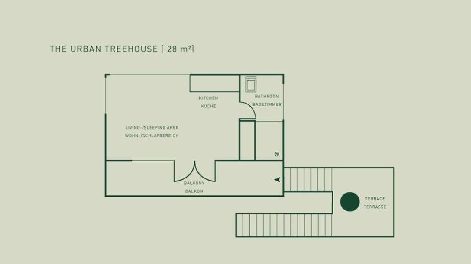 A pair of modern treehouses at the edge of a forest provide leafy retreats complete with kitchenette and bath. | www.facebook.com/SmallHouseBliss