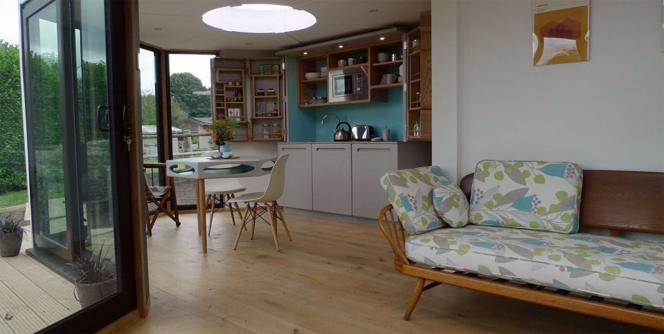 The Hivehaus is a modular dwelling designed to expand as needed. The hexagonal modules are joined to create a custom honeycomb floor plan. View all 14 photos at https://smallhousebliss.com/2014/08/21/hivehaus/.