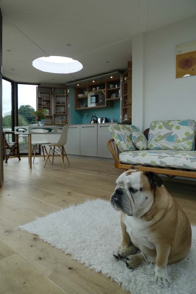 The Hivehaus is a modular dwelling designed to expand as needed. The hexagonal modules are joined to create a custom honeycomb floor plan. View all 14 photos at https://smallhousebliss.com/2014/08/21/hivehaus/.