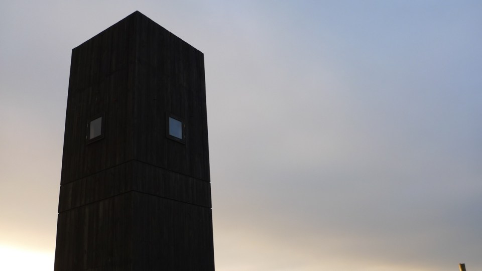 Located near a beach in Chile, this camping compound has a shipping container kitchen/bath, water tower and tent pads. | www.facebook.com/SmallHouseBliss