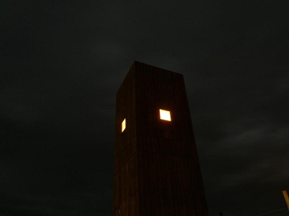 Located near a beach in Chile, this camping compound has a shipping container kitchen/bath, water tower and tent pads. | www.facebook.com/SmallHouseBliss