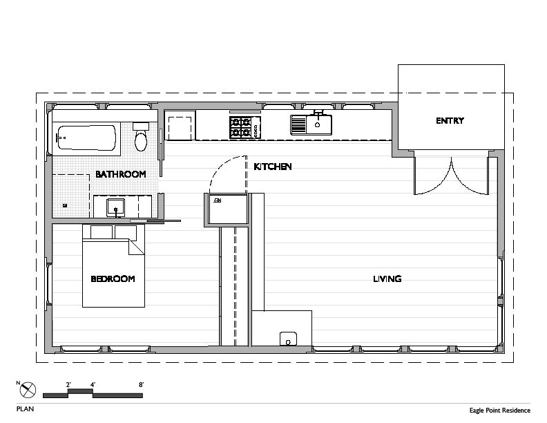 With a sod roof and weathered cedar siding, Eagle Point cabin blends with the San Juan Island landscape. It has 1 bedroom in 688 sq ft. | www.facebook.com/SmallHouseBliss
