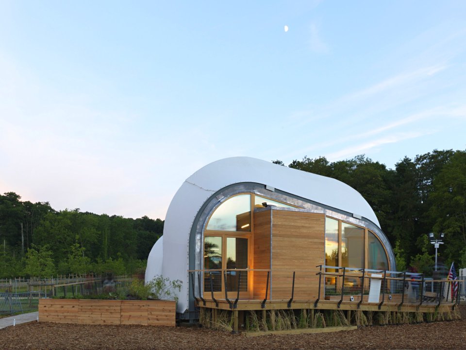 Solar Decathlon Europe contestant Techstyle Haus features an innovative and highly insulated fabric shell. It has an 825 sq ft open floor plan with a small loft. | www.facebook.com/SmallHouseBliss