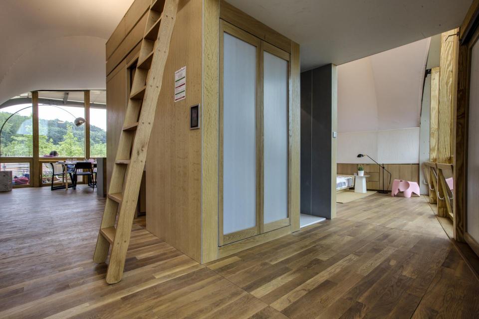 Solar Decathlon Europe contestant Techstyle Haus features an innovative and highly insulated fabric shell. It has an 825 sq ft open floor plan with a small loft. | www.facebook.com/SmallHouseBliss