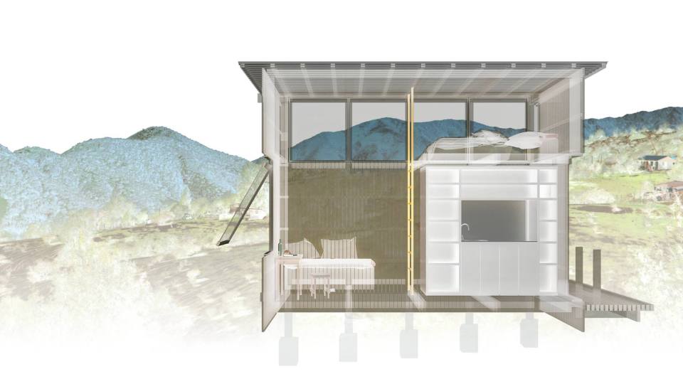 A small cabin in Chile designed as "a place to eat, sleep and read for two" and built for just $15,000. The studio cabin has a 161 sq ft footprint. | www.facebook.com/SmallHouseBliss