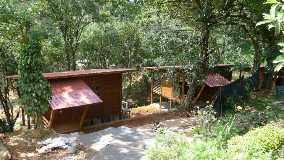 The Arcadia, a tropical resort cabin at a tea plantation in India. The studio cabin is roughly 270 sq ft. | www.facebook.com/SmallHouseBliss