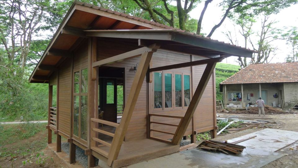 The Arcadia, a tropical resort cabin at a tea plantation in India. The studio cabin is roughly 270 sq ft. | www.facebook.com/SmallHouseBliss