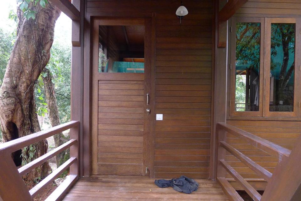 The Arcadia, a tropical resort cabin at a tea plantation in India. The studio cabin is roughly 270 sq ft. | www.facebook.com/SmallHouseBliss