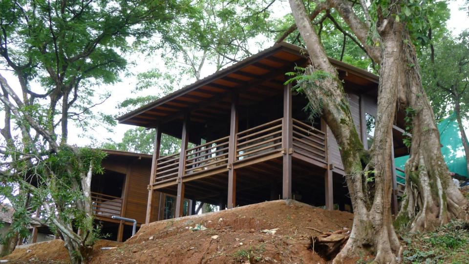 The Arcadia, a tropical resort cabin at a tea plantation in India. The studio cabin is roughly 270 sq ft. | www.facebook.com/SmallHouseBliss