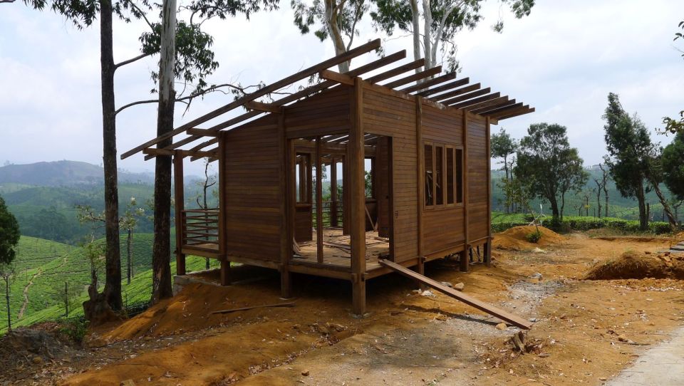 The Arcadia, a tropical resort cabin at a tea plantation in India. The studio cabin is roughly 270 sq ft. | www.facebook.com/SmallHouseBliss