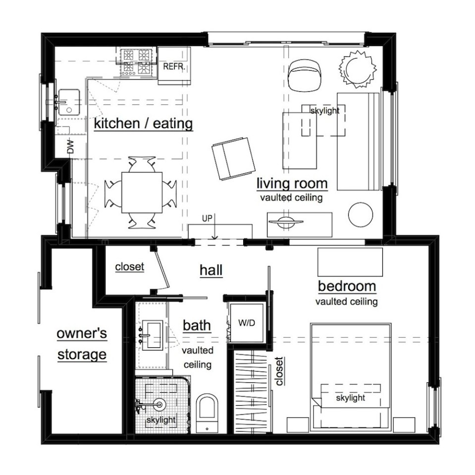 PDX Eco Cottage, a sustainably built Craftsman-style backyard cottage with Mid-Century Modern interior. It has 1 bedroom in 550 sq ft. | www.facebook.com/SmallHouseBliss