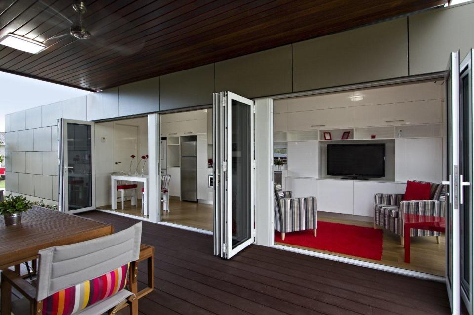 The Milan, a prefab modular home based on a standard shipping container, has 1 bedroom in 320 sqft. | www.facebook.com/SmallHouseBliss