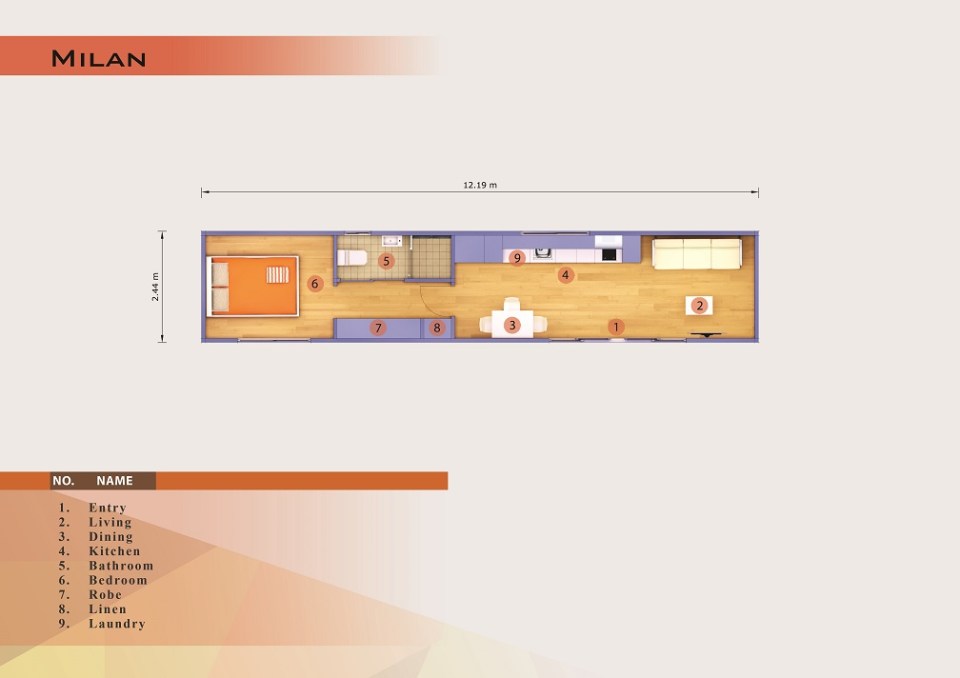 The Milan, a prefab modular home based on a standard shipping container, has 1 bedroom in 320 sqft. | www.facebook.com/SmallHouseBliss