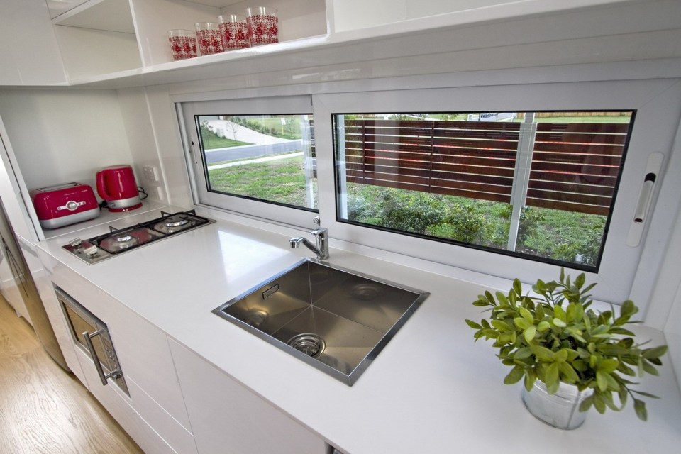 The Milan, a prefab modular home based on a standard shipping container, has 1 bedroom in 320 sqft. | www.facebook.com/SmallHouseBliss