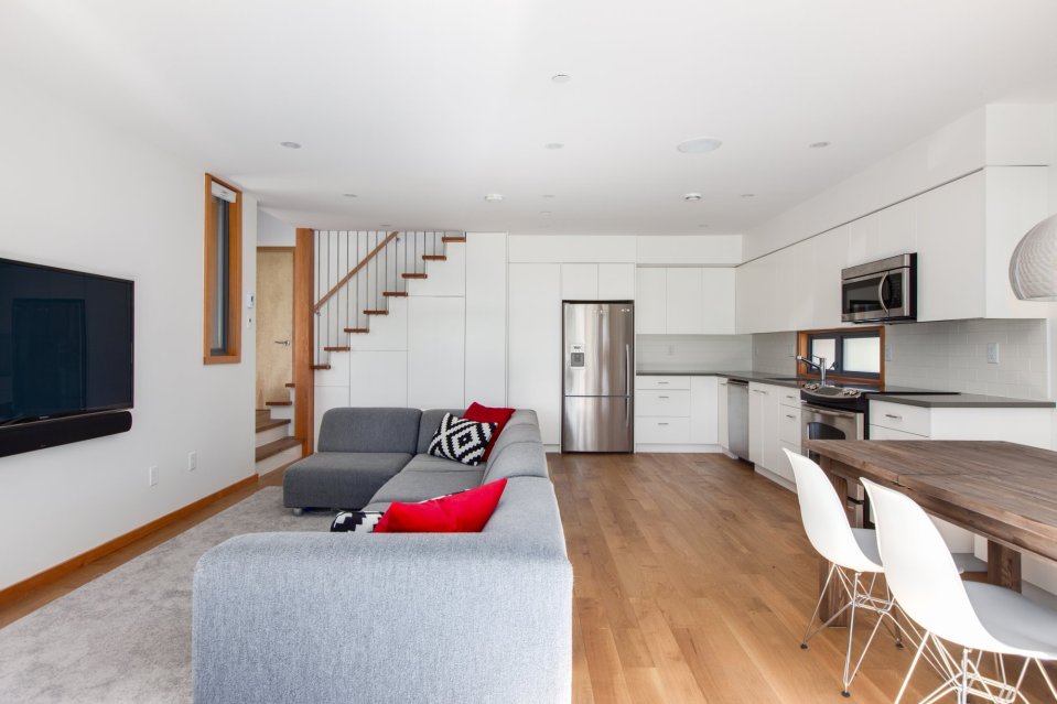 With 2 bedrooms in 800 sq ft, this energy-efficient laneway house is a good size for the young family that lives there. | www.facebook.com/SmallHouseBliss