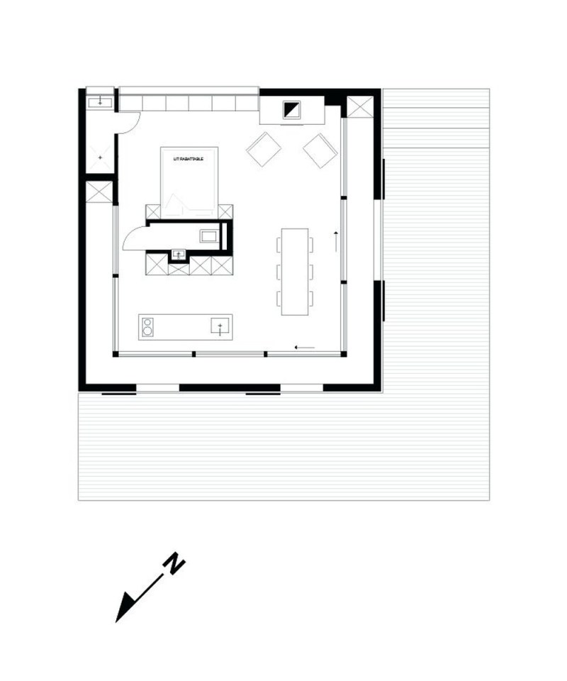 A WW II-era munitions storage building in the Swiss Alps was converted into this modern cabin with a 527 sq ft studio floor plan. | www.facebook.com/SmallHouseBliss