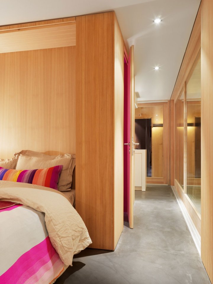 A WW II-era munitions storage building in the Swiss Alps was converted into this modern cabin with a 527 sq ft studio floor plan. | www.facebook.com/SmallHouseBliss