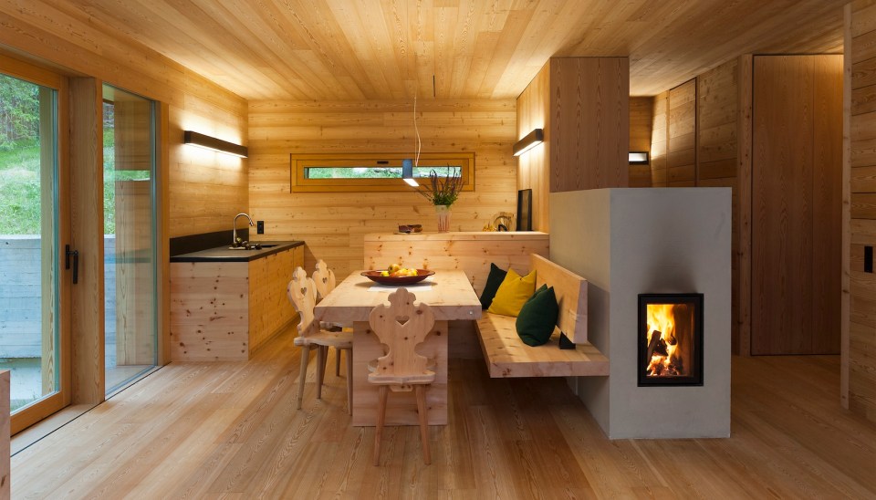 An alpine lodge and adjacent sleeping cabin in the alps of South Tyrol, Italy. Together they have 3 bedrooms in 1,399 sq ft. | www.facebook.com/SmallHouseBliss