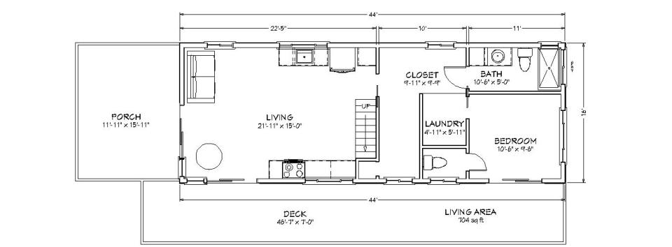 A modern cabin in the hills of North Carolina. It has one bedroom on the 704 sq ft ground floor plus a loft. | www.facebook.com/SmallHouseBliss