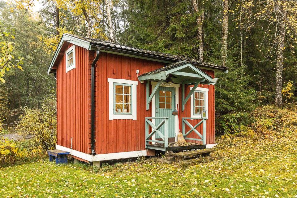 Tiny 160 sq ft + loft guest house on a farm in Sweden. | www.facebook.com/SmallHouseBliss