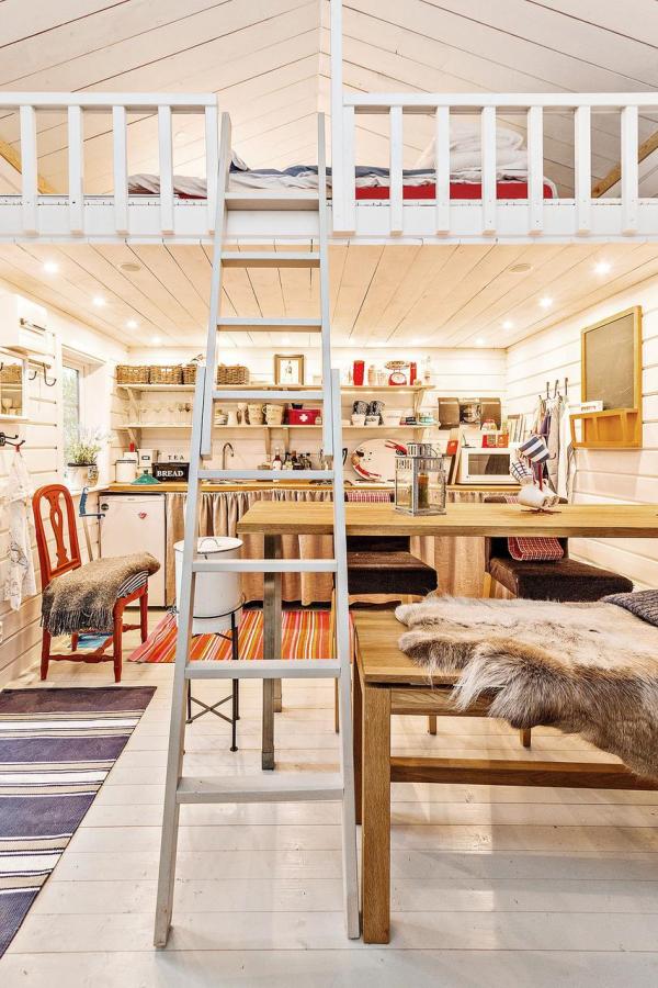 Tiny 160 sq ft + loft guest house on a farm in Sweden. | www.facebook.com/SmallHouseBliss