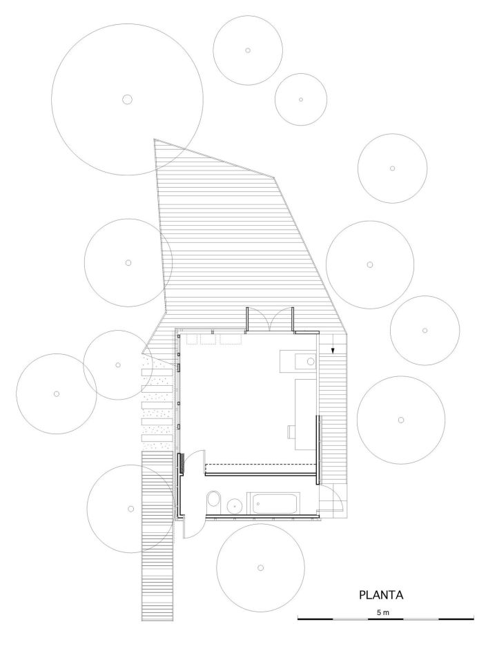 This modern "hermit's cabin" in Chile has a 215 sq ft studio floor plan. | www.facebook.com/SmallHouseBliss