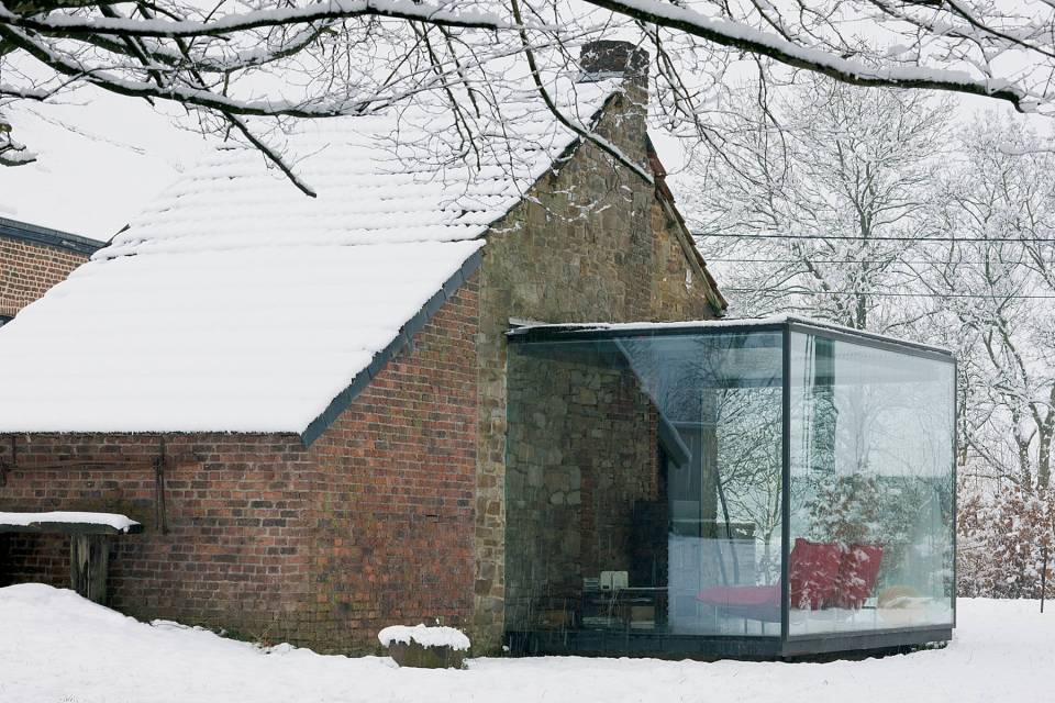 A stone outbuilding became a small house with the addition of a steel and glass pavilion. | www.facebook.com/SmallHouseBliss