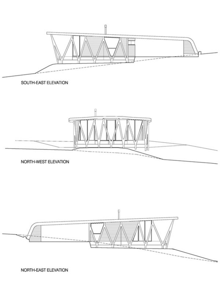 "Trunk House" in Australia uses forked tree trunks to support the roof. It has 2 bedrooms in 915 sq ft. | www.facebook.com/SmallHouseBliss
